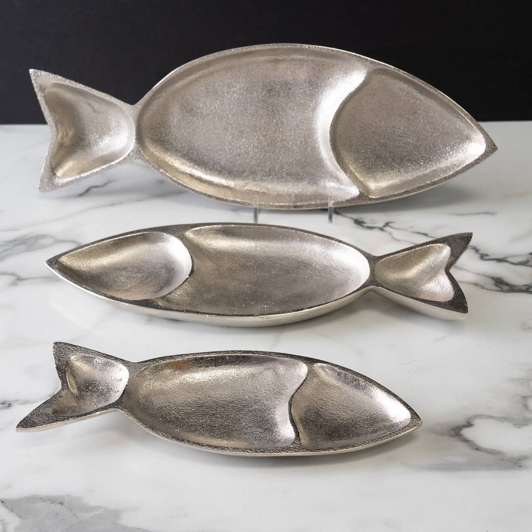 LARGE NICKEL FISH PLATE