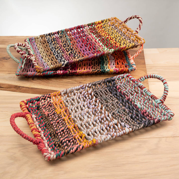 Colorful Jute Trays with Handles