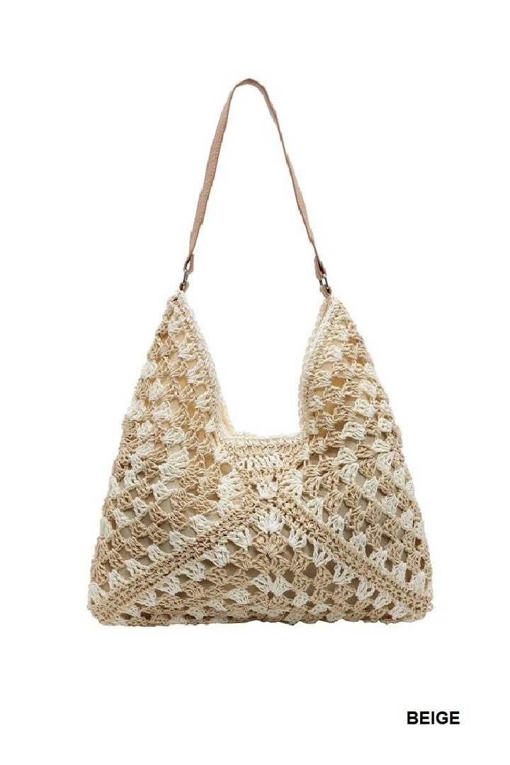 Vintage Woven Straw Crochet Shoulder Bag