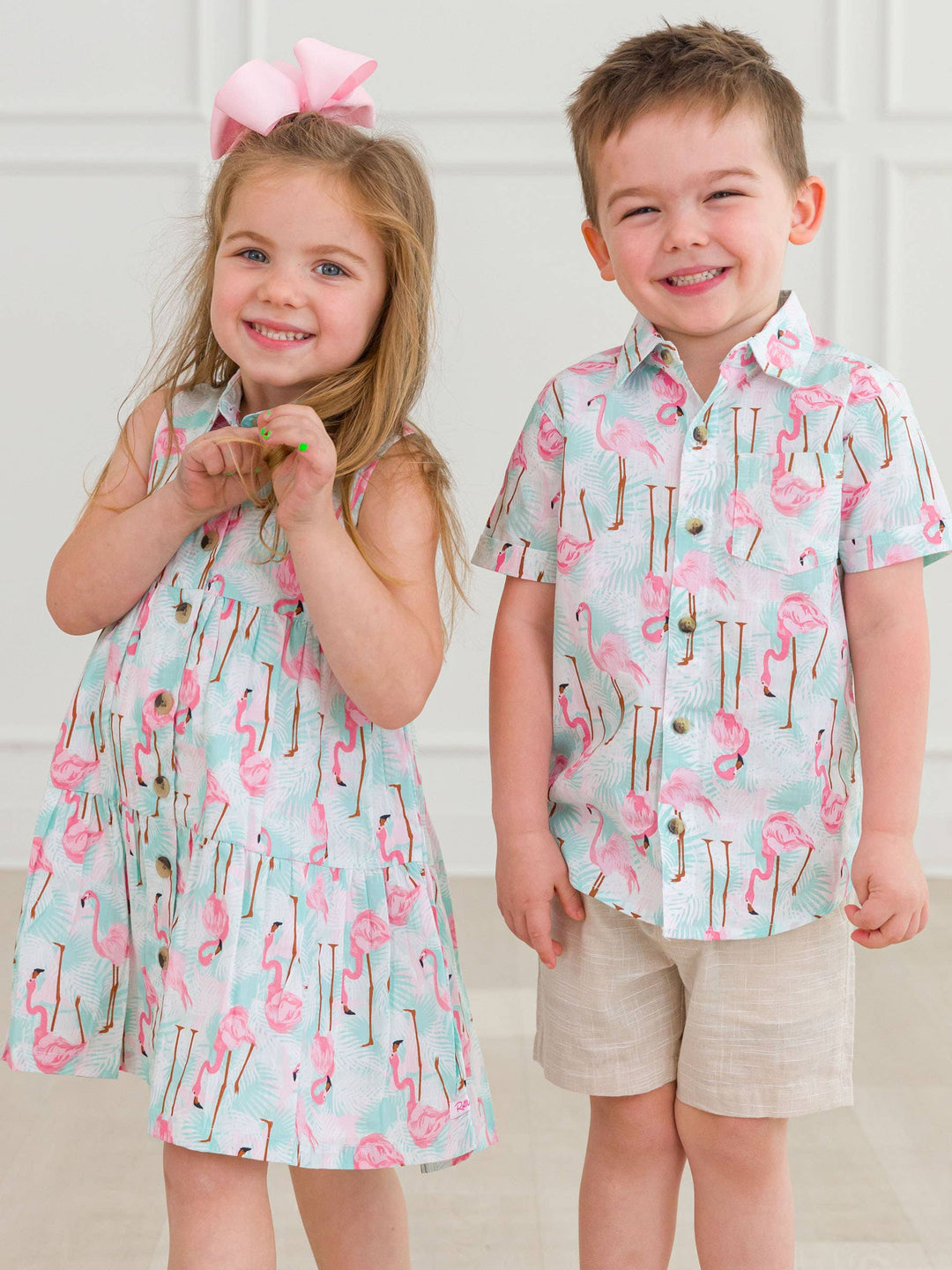 Boys Flamingo Button Down Shirt