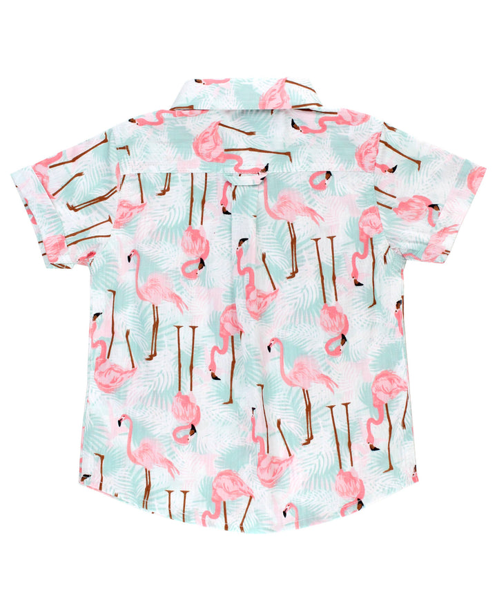 Boys Flamingo Button Down Shirt