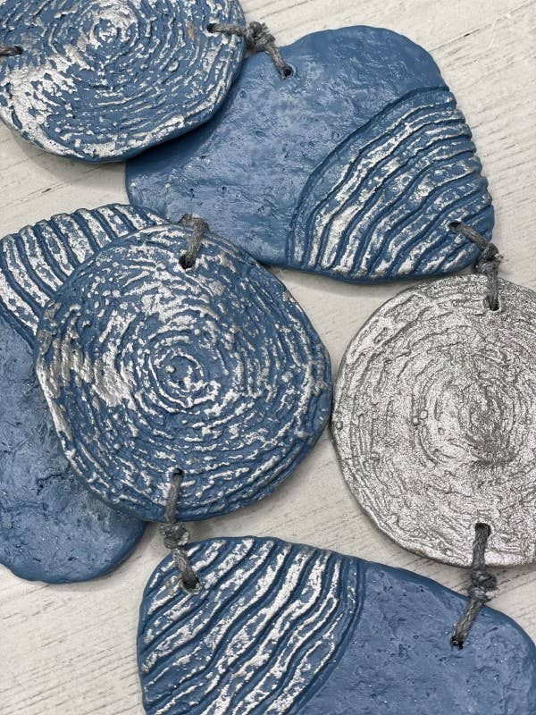 Blue & Silver  Paper Mache Necklace