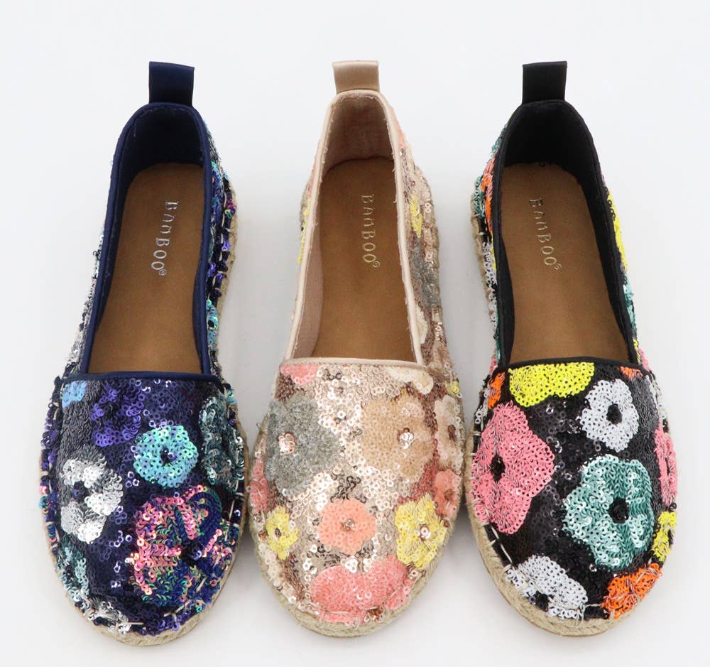 Womens Espadrille Floral sequins