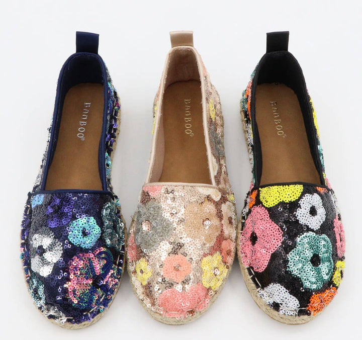 Womens Espadrille Floral sequins