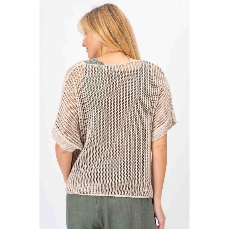 Open Knit short Sleeve Sweater