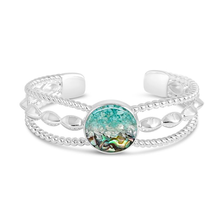 Boho Cuff Bracelet - Round - Ocean Gradient (Abalone)