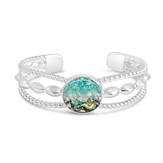 Boho Cuff Bracelet - Round - Ocean Gradient (Abalone)