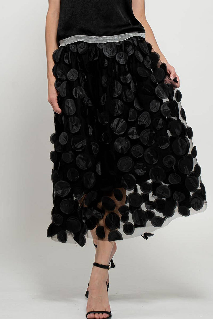 Disc Disorder Tulle Midi Skirt