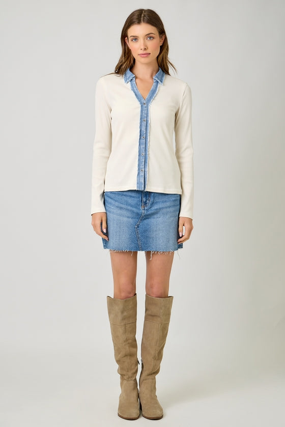 Washed Thermal Button Down