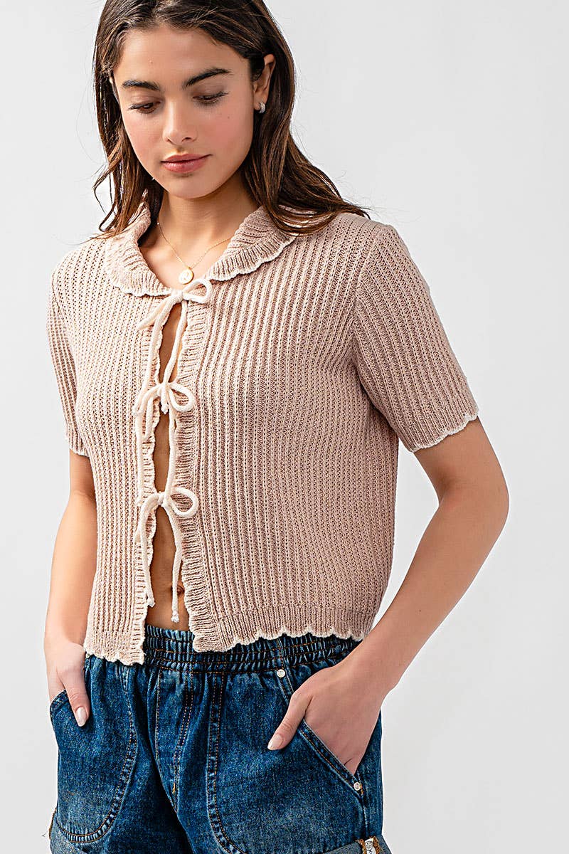 Ruffled Collar Knit Sweater