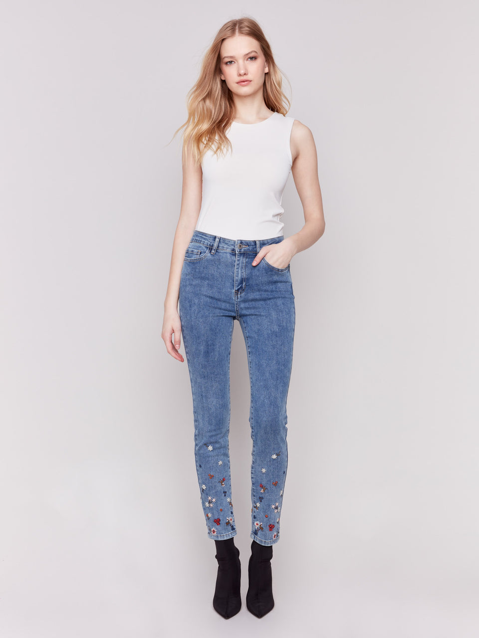 Charlie B Beaded Slim Fit Jeans