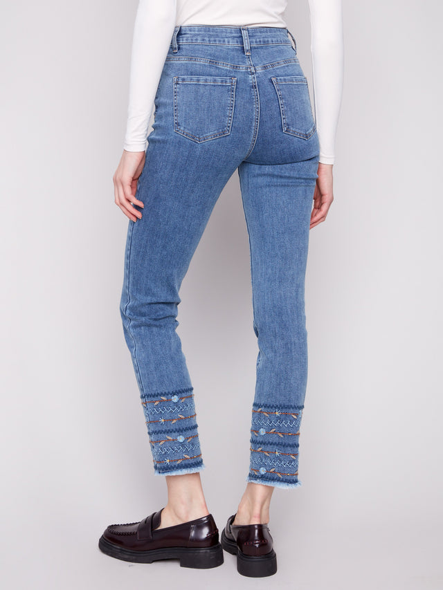 Charlie B Embroidered Hem Jean