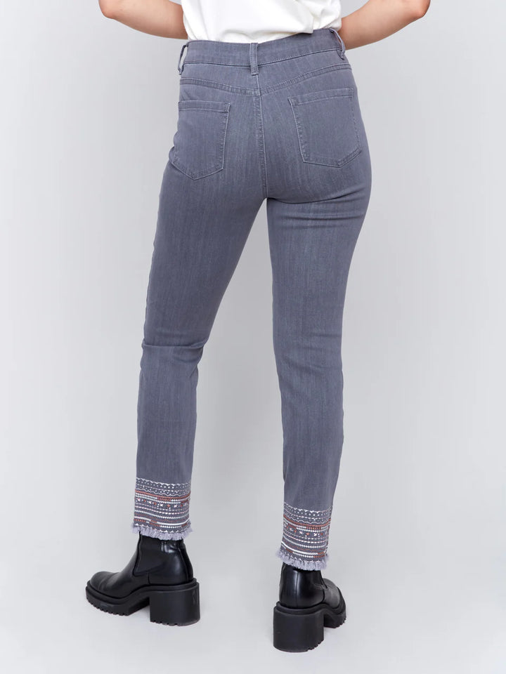 Charlie B Embroidered Hem Jean