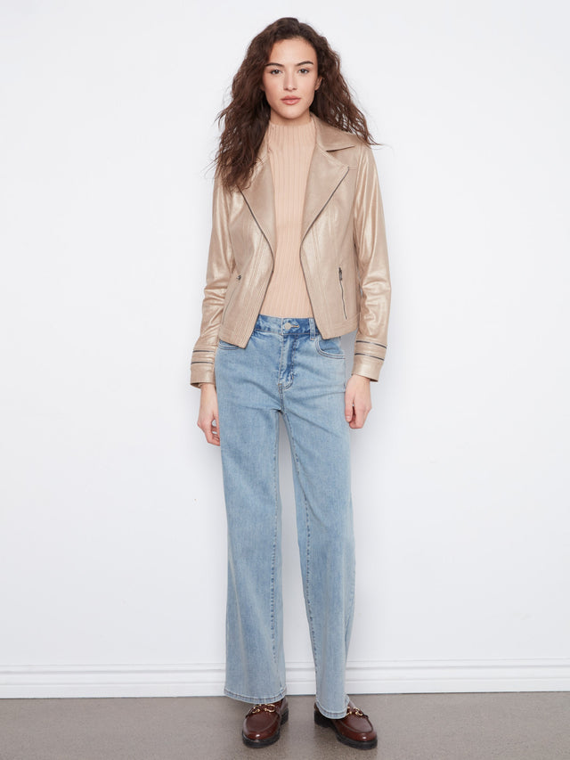 Charlie B Foiled Faux Leather Jacket