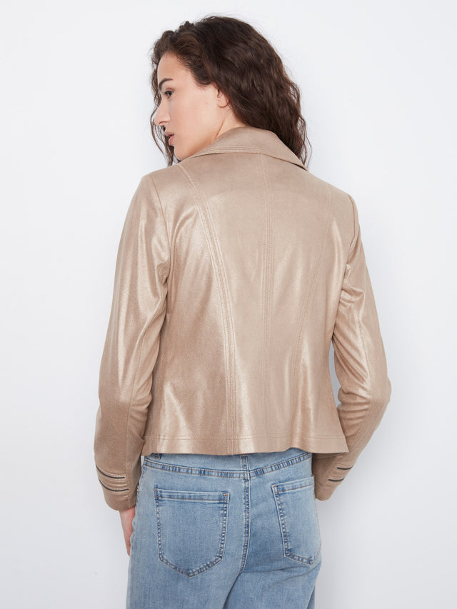 Charlie B Foiled Faux Leather Jacket