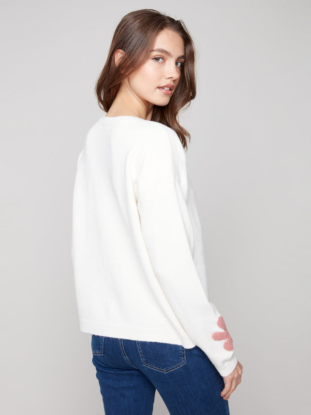 Charlie B Boucle Flower Sweater