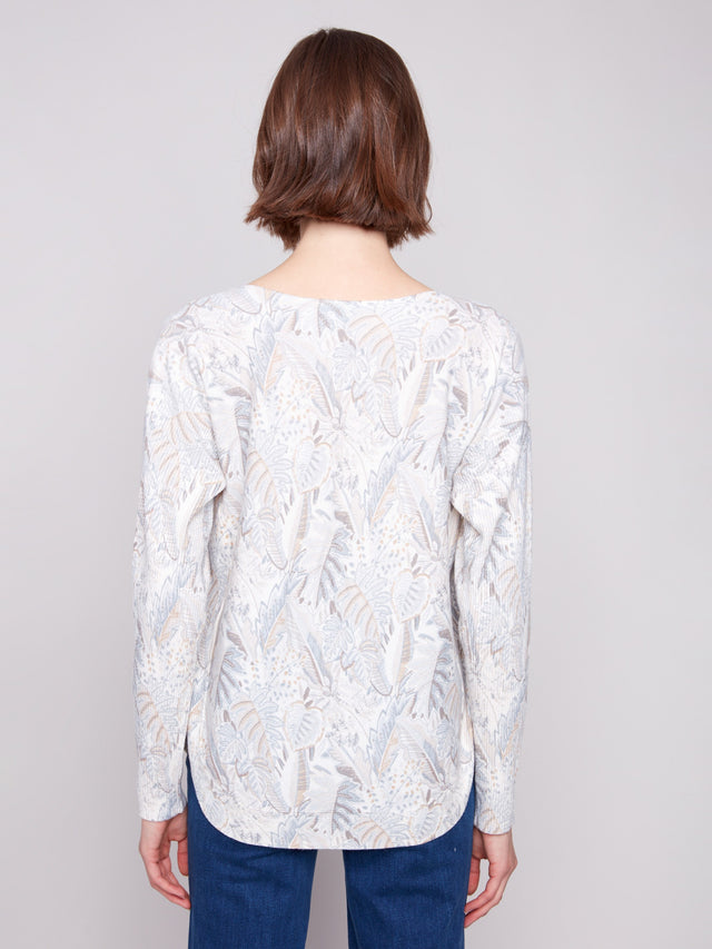CB Printed LS Foliage Sweater