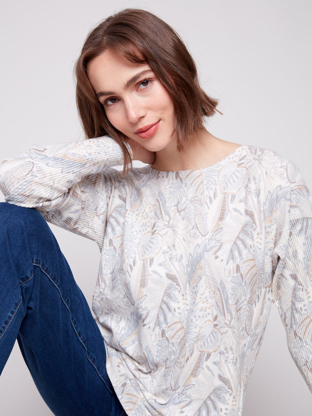 CB Printed LS Foliage Sweater