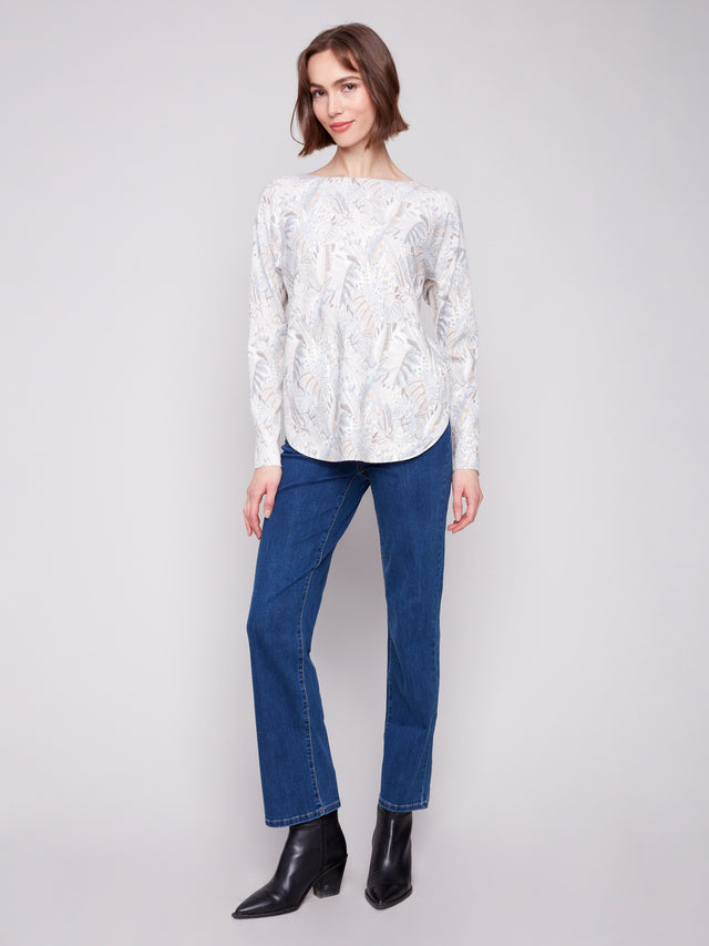 CB Printed LS Foliage Sweater