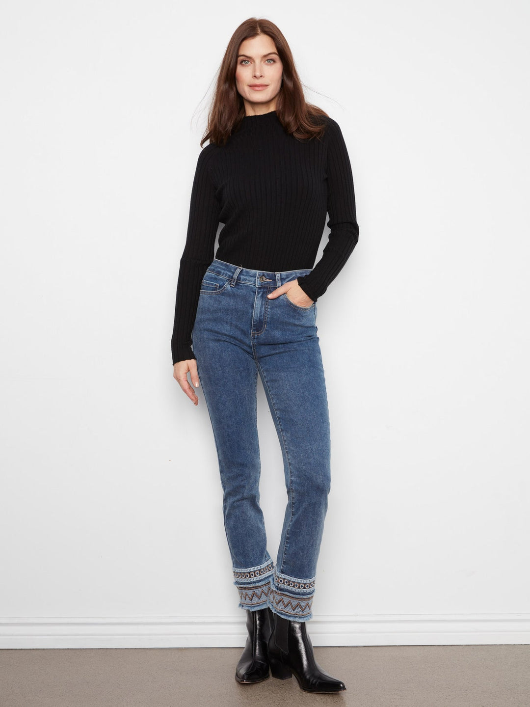 Charlie B Fringe Hem Slim Jeans
