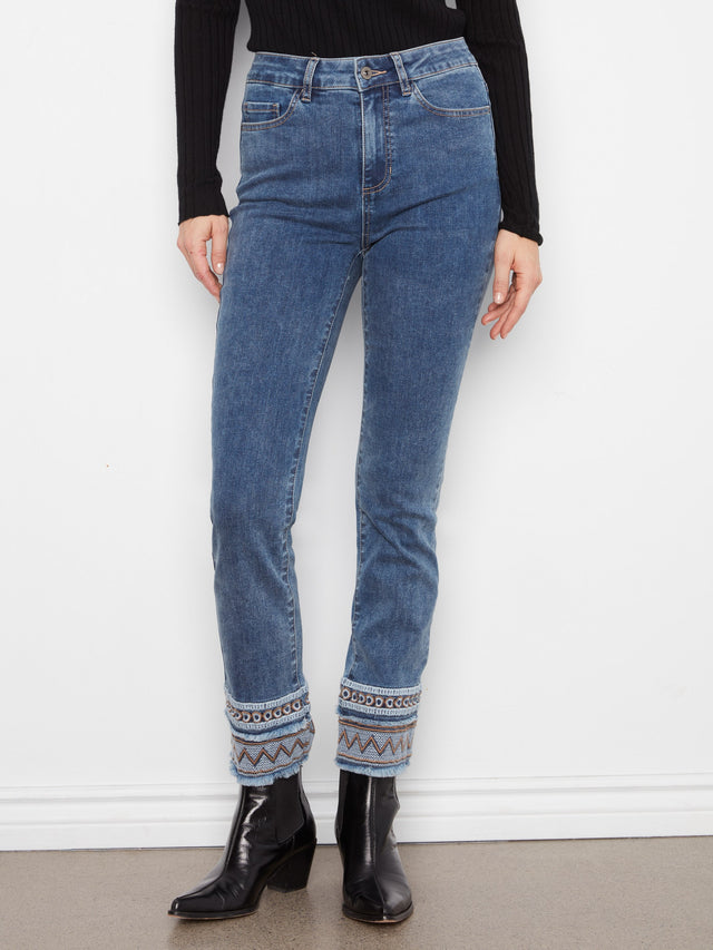 Charlie B Fringe Hem Slim Jeans