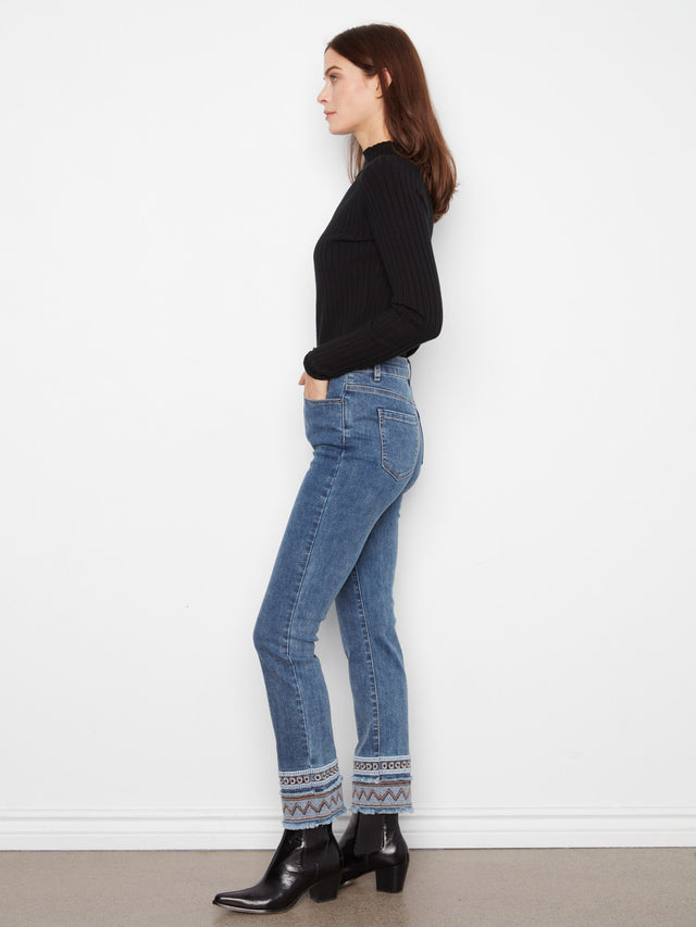 Charlie B Fringe Hem Slim Jeans