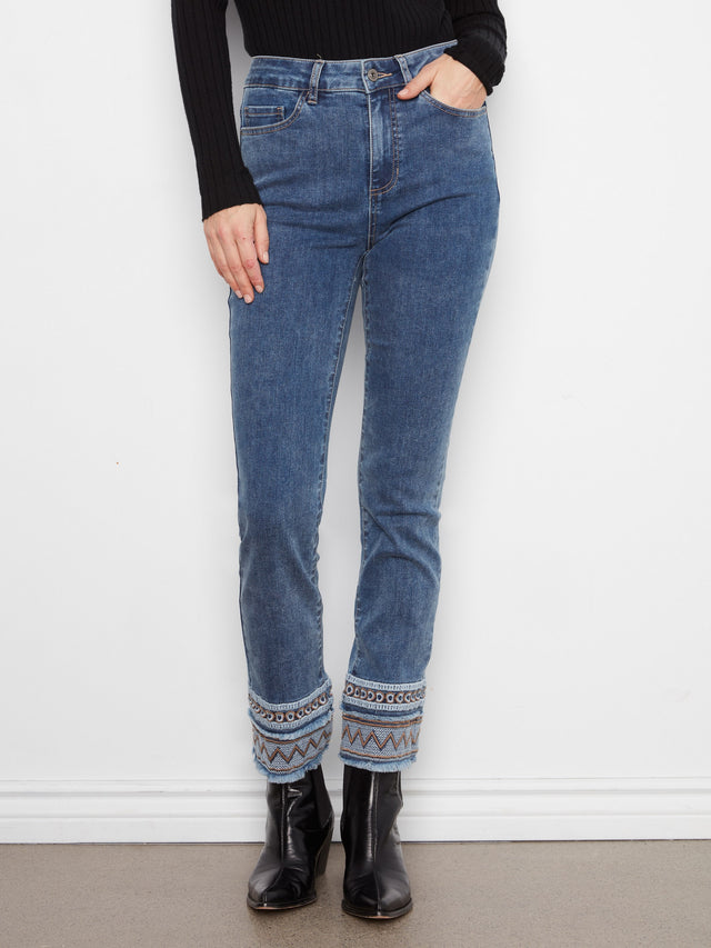 Charlie B Fringe Hem Slim Jeans