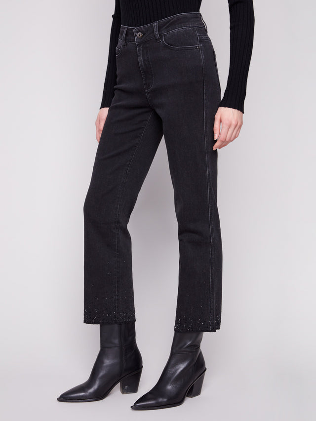 Charlie B Strght Leg Jeans w/Rhinestone
