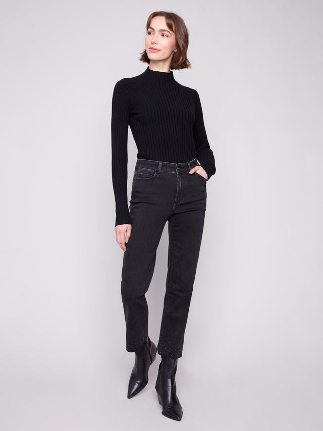 Charlie B Strght Leg Jeans w/Rhinestone