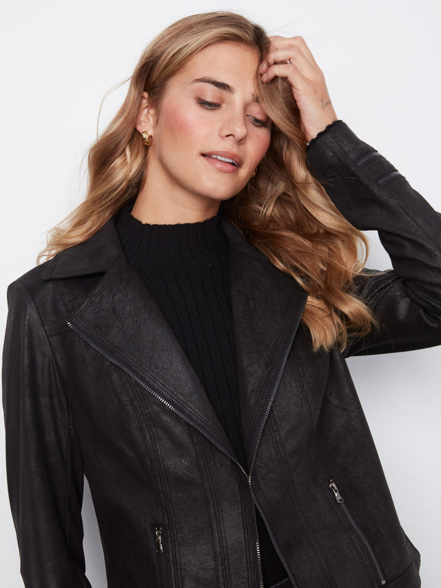 Charlie B Foiled Faux Leather Jacket