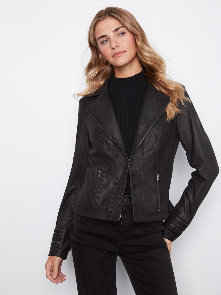 Charlie B Foiled Faux Leather Jacket