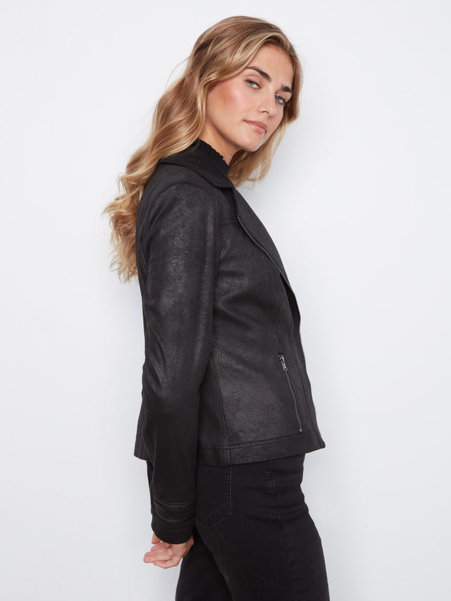 Charlie B Foiled Faux Leather Jacket