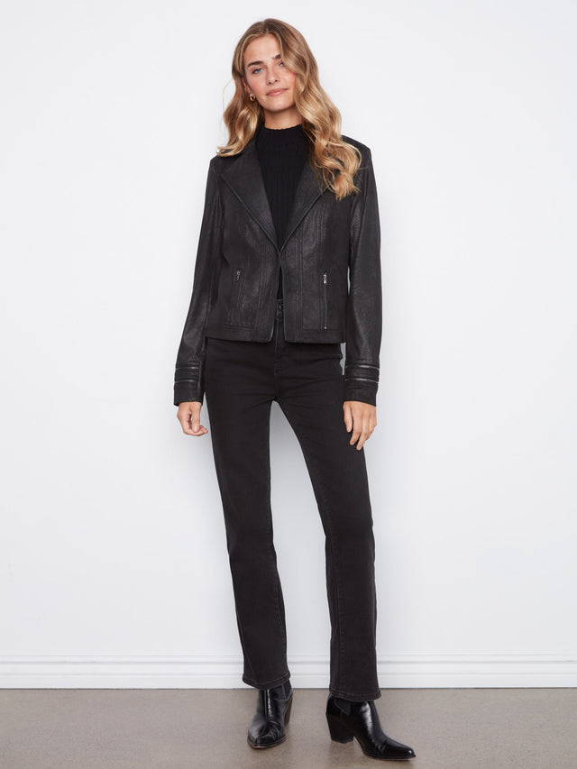 Charlie B Foiled Faux Leather Jacket