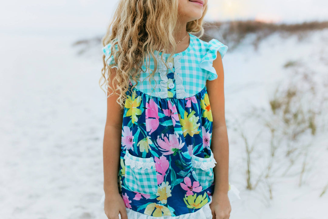 Jade Check Floral Spring Short Set
