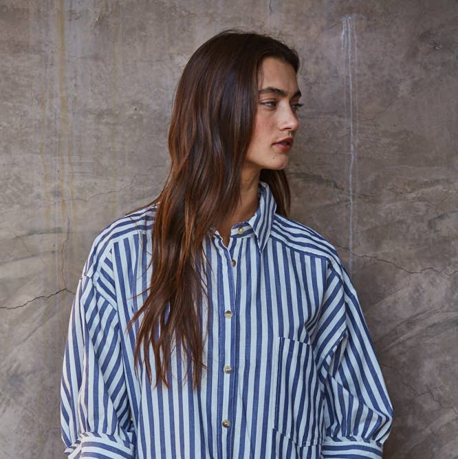 Cotton Striped Shirt Top