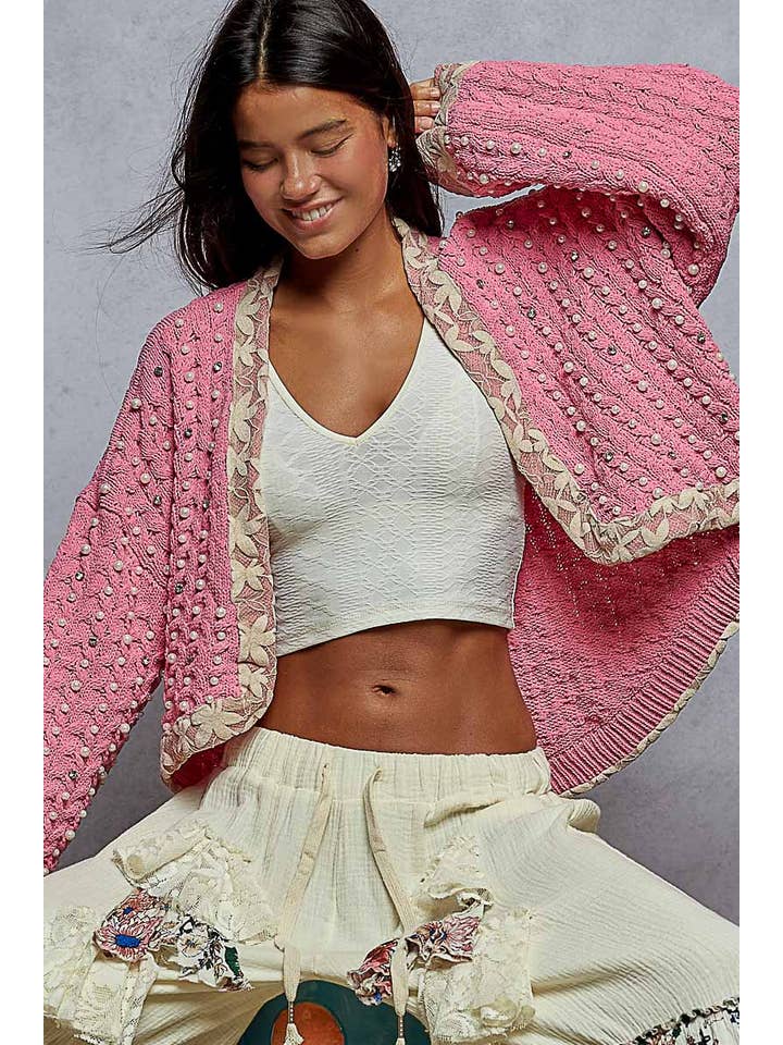 Beaded Cropped Cardigan