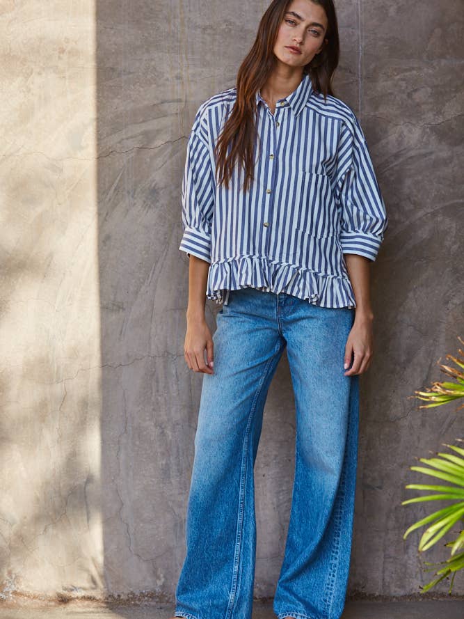 Cotton Striped Shirt Top