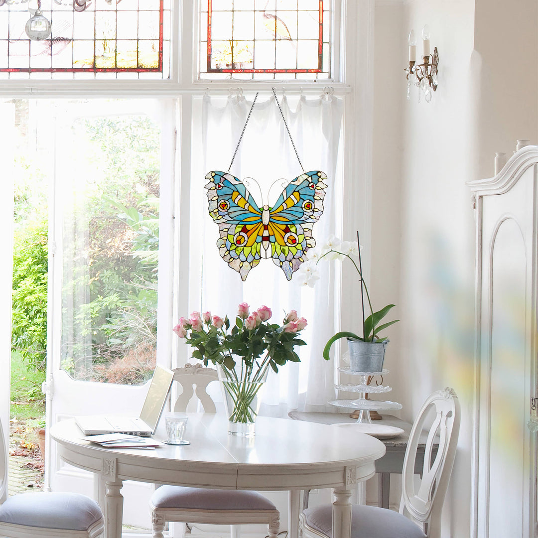 Luisa Butterfly Stained Glass Panel