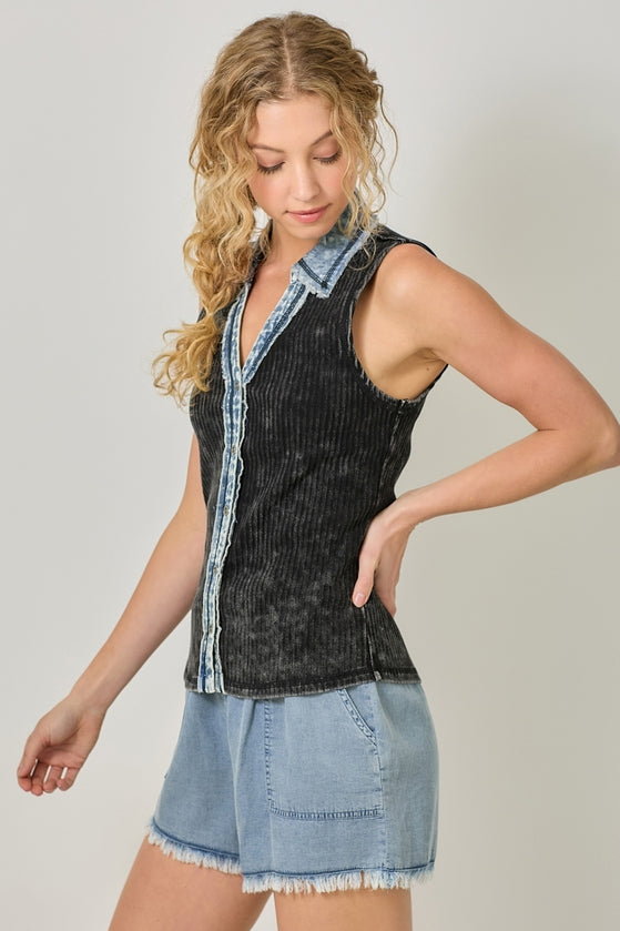 Washed Thermal Sleeveless Top