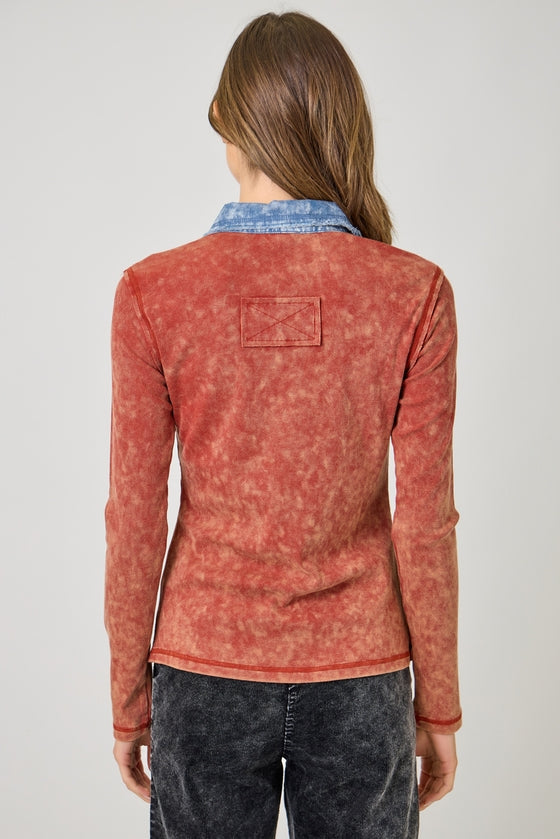Washed Thermal Button Down