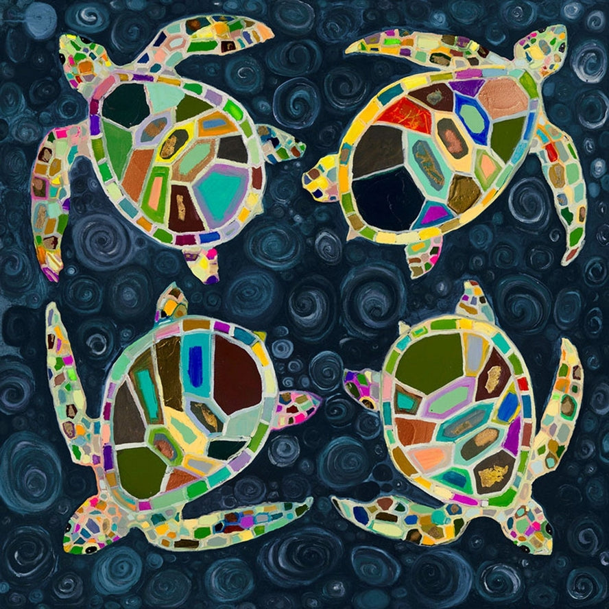 Four Sea Turtles Stretched Canvas
