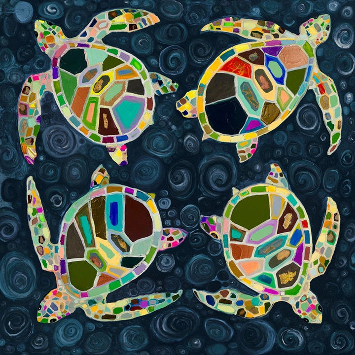 Four Sea Turtles Stretched Canvas
