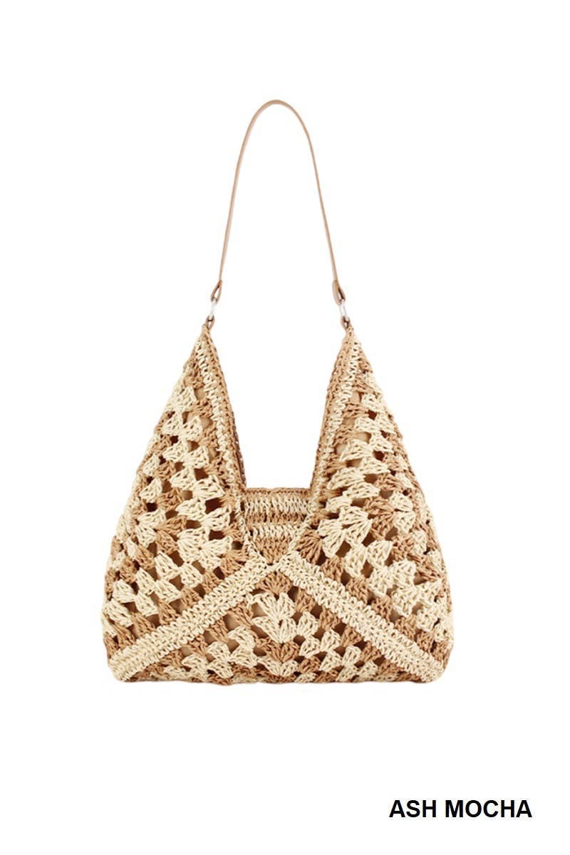 Vintage Woven Straw Crochet Shoulder Bag