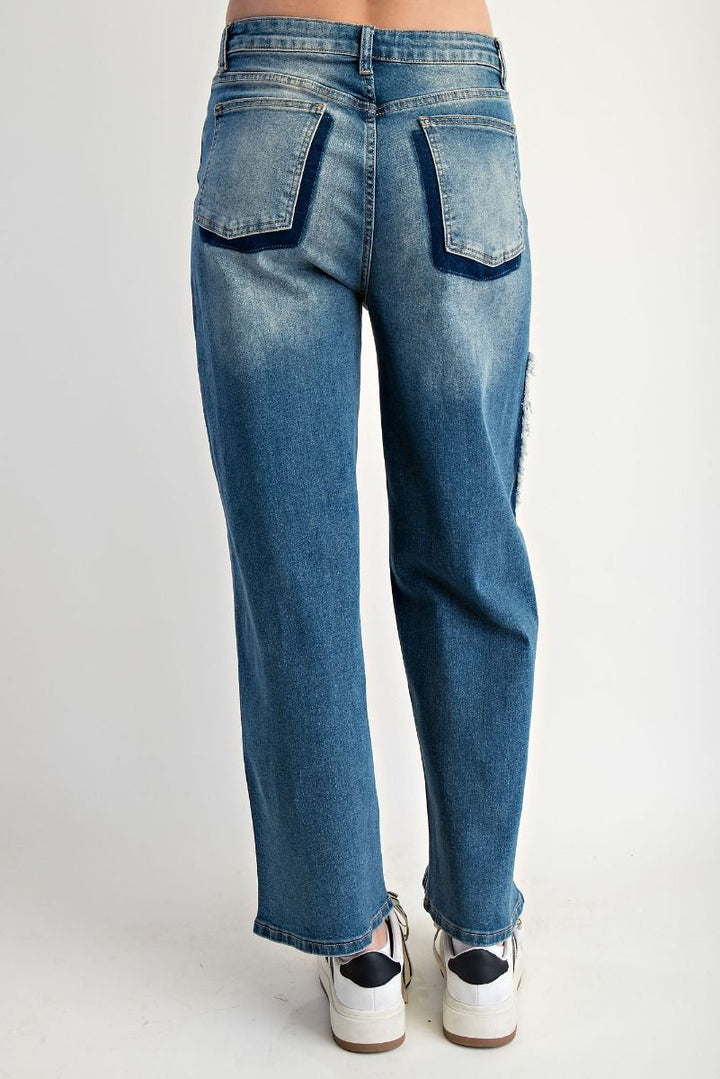 Easel Heart patch jeans