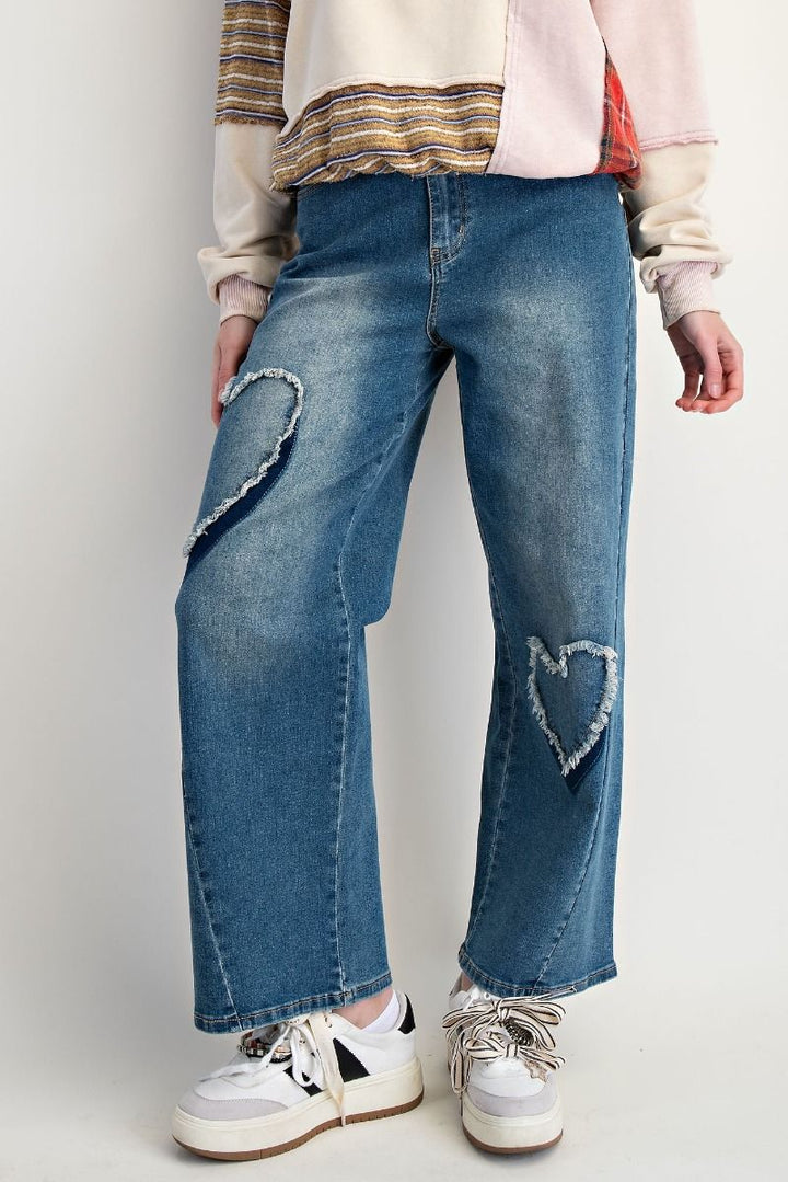 Easel Heart patch jeans