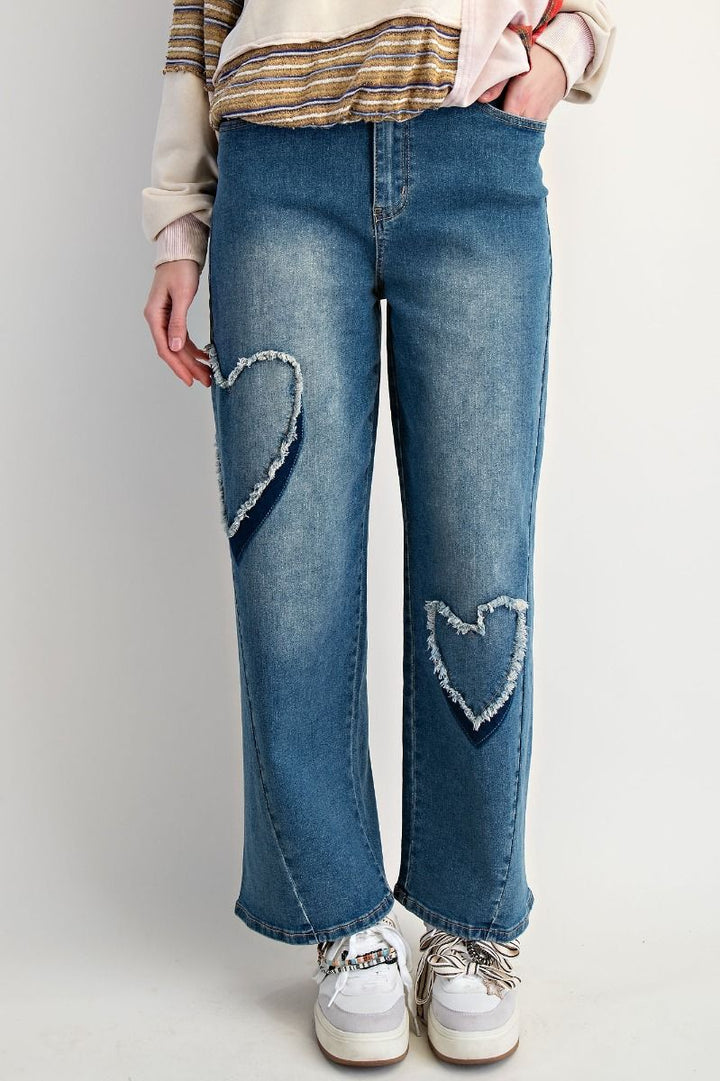 Easel Heart patch jeans