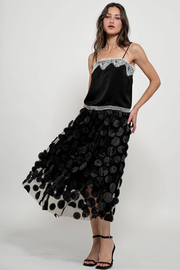 Disc Disorder Tulle Midi Skirt