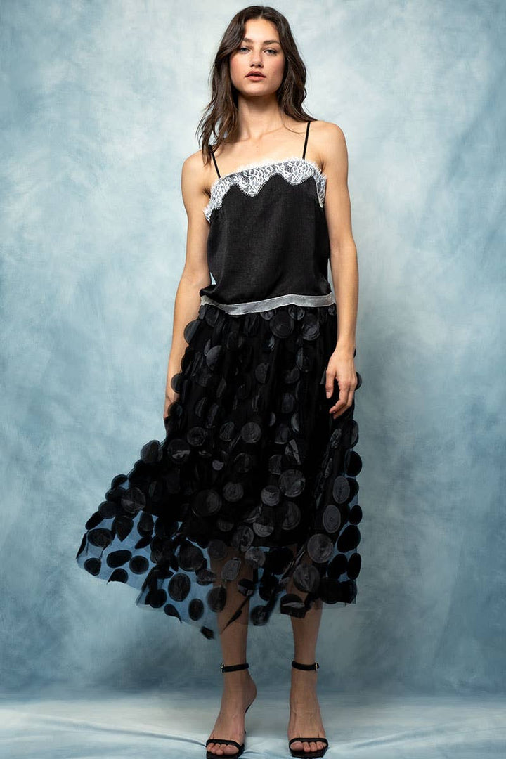 Disc Disorder Tulle Midi Skirt