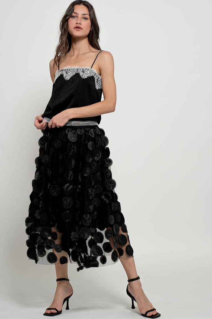 Disc Disorder Tulle Midi Skirt