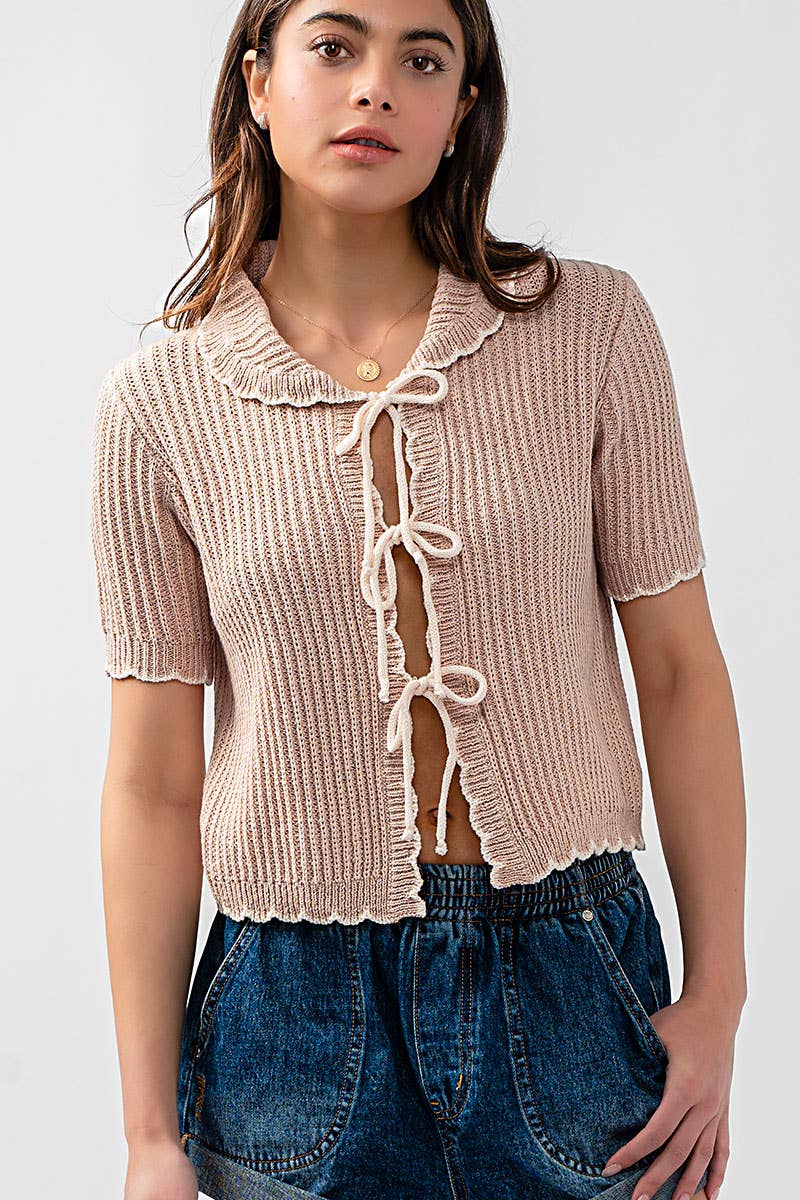 Ruffled Collar Knit Sweater